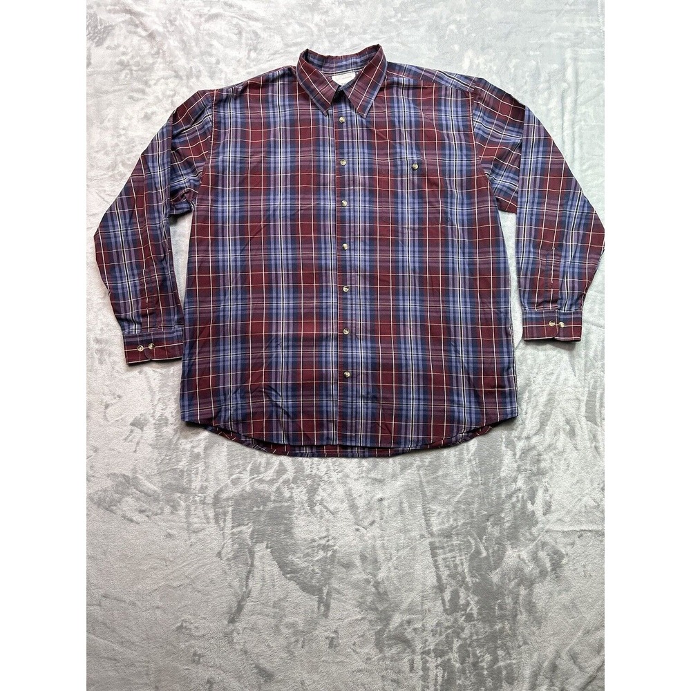 King Size Mens Sz XXL Shirt Purple McKenzie Anc Plaid Long Sleeve Button Up Guys